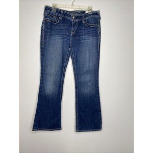 Ariat Women Ruby Bootcut Jeans Med Wash Mid Rise size 31 Flap Pockets Bling